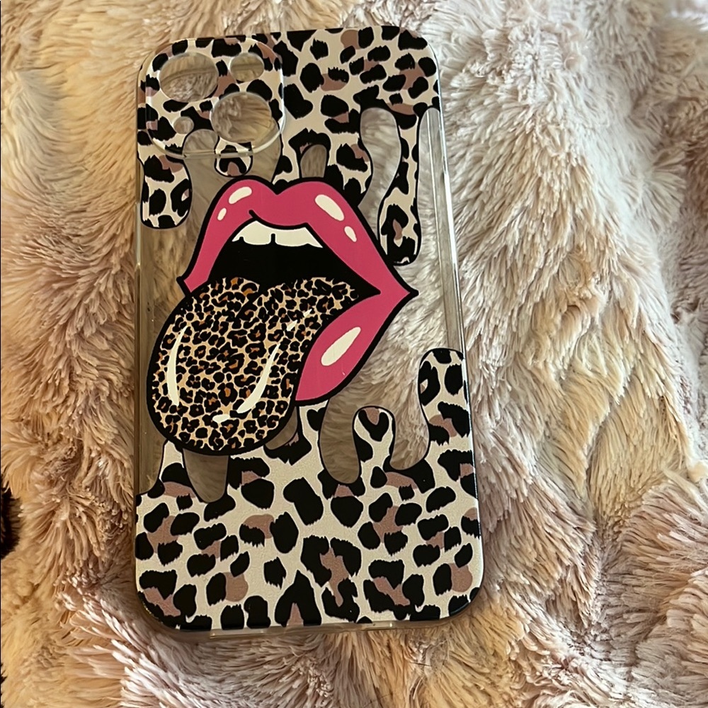 iPhone 13: Pink Leopard Print Tongue Phone Case